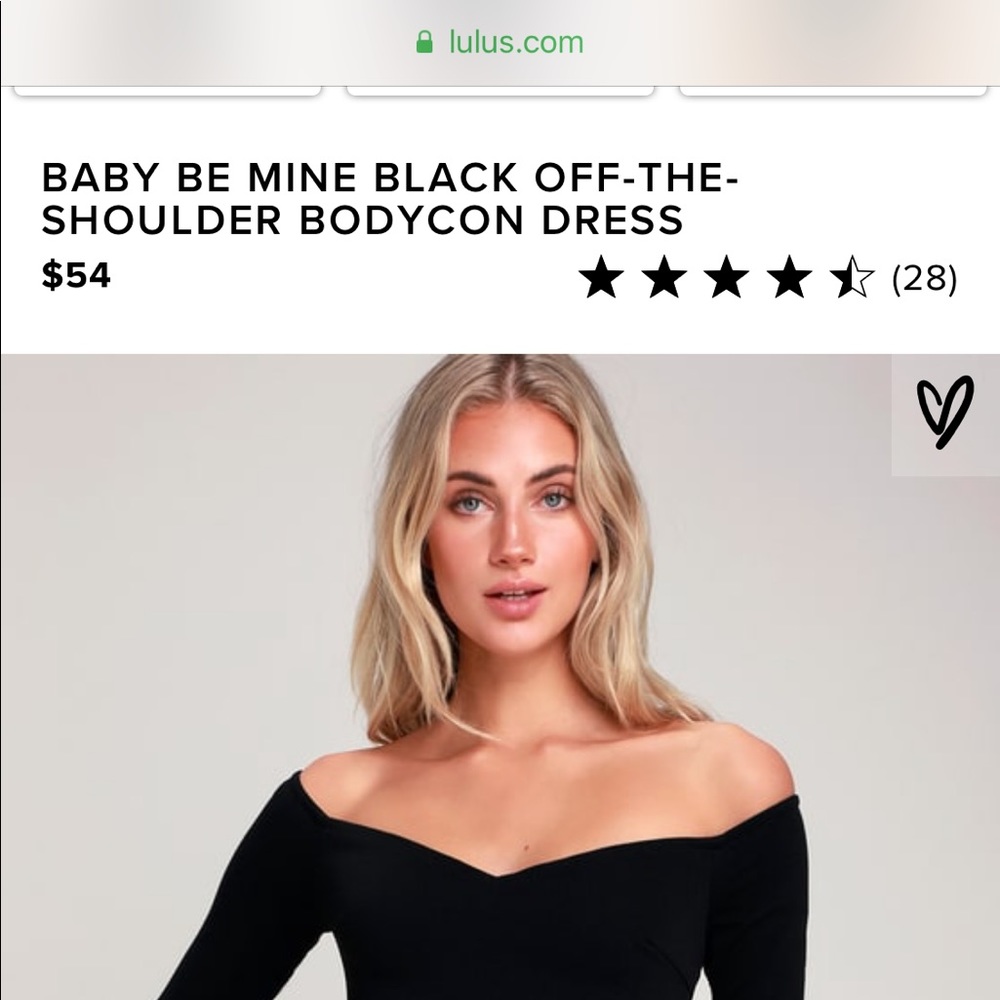 NWT lulu off the shoulder black dress